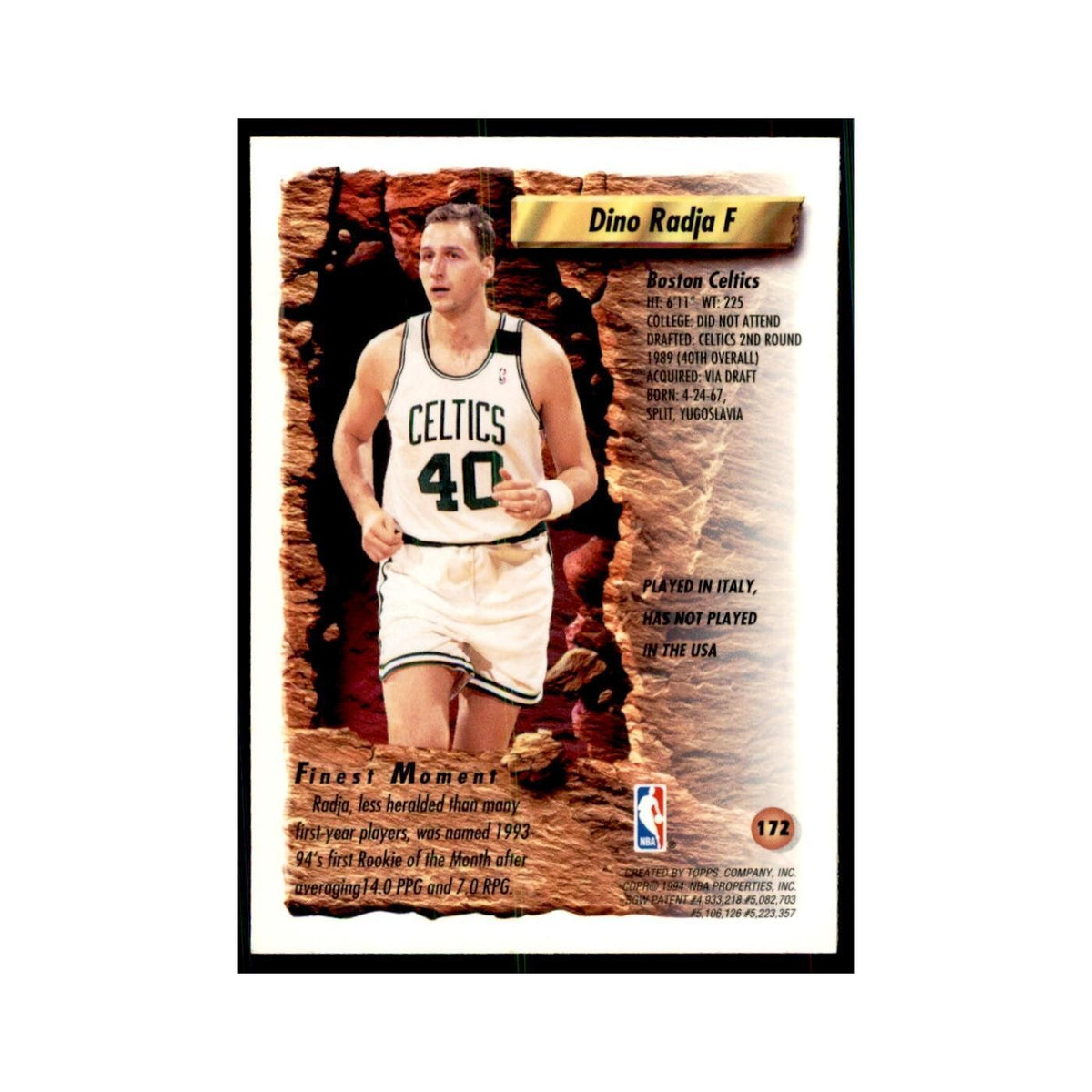 1993 Topps Finest Dino Radja Basketball Cards #172