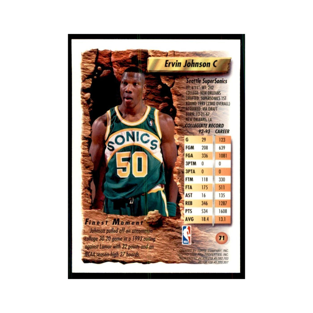 1993 Topps Finest Ervin Johnson Basketball Cards #71