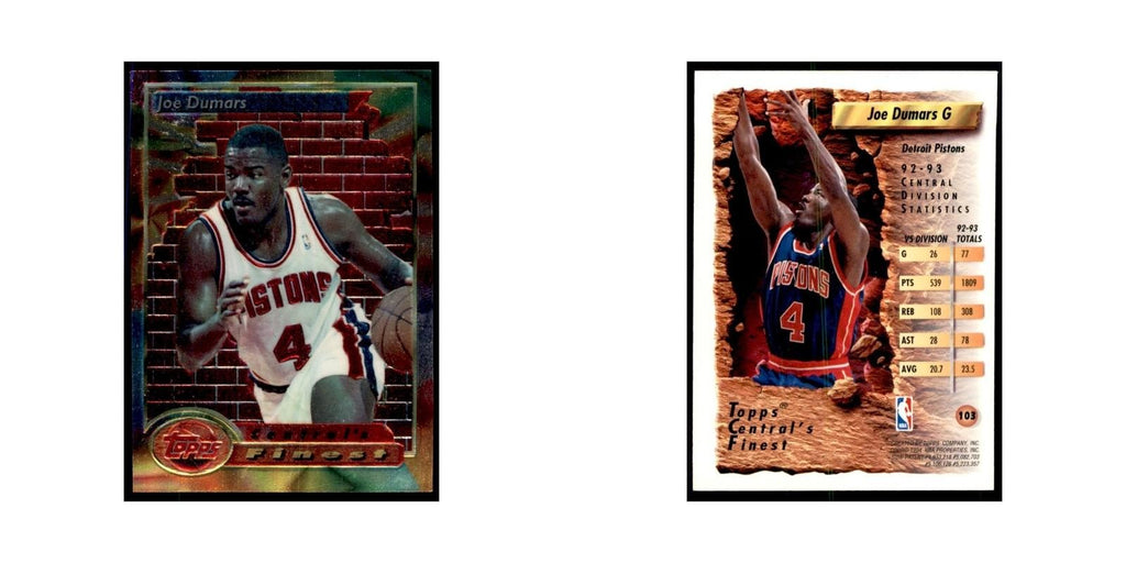 1993 Topps Finest Joe Dumars Basketball Cards #103