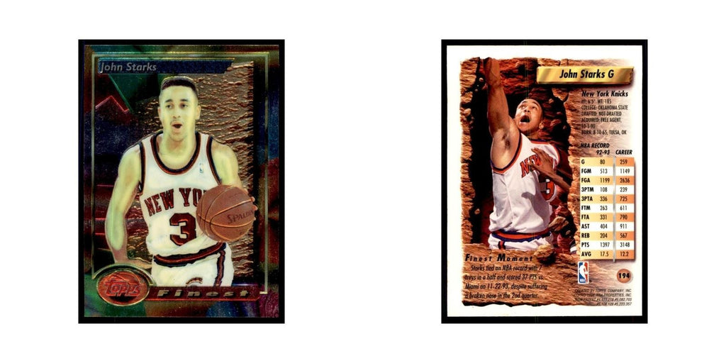 1993 Topps Finest John Starks Basketball Cards #194