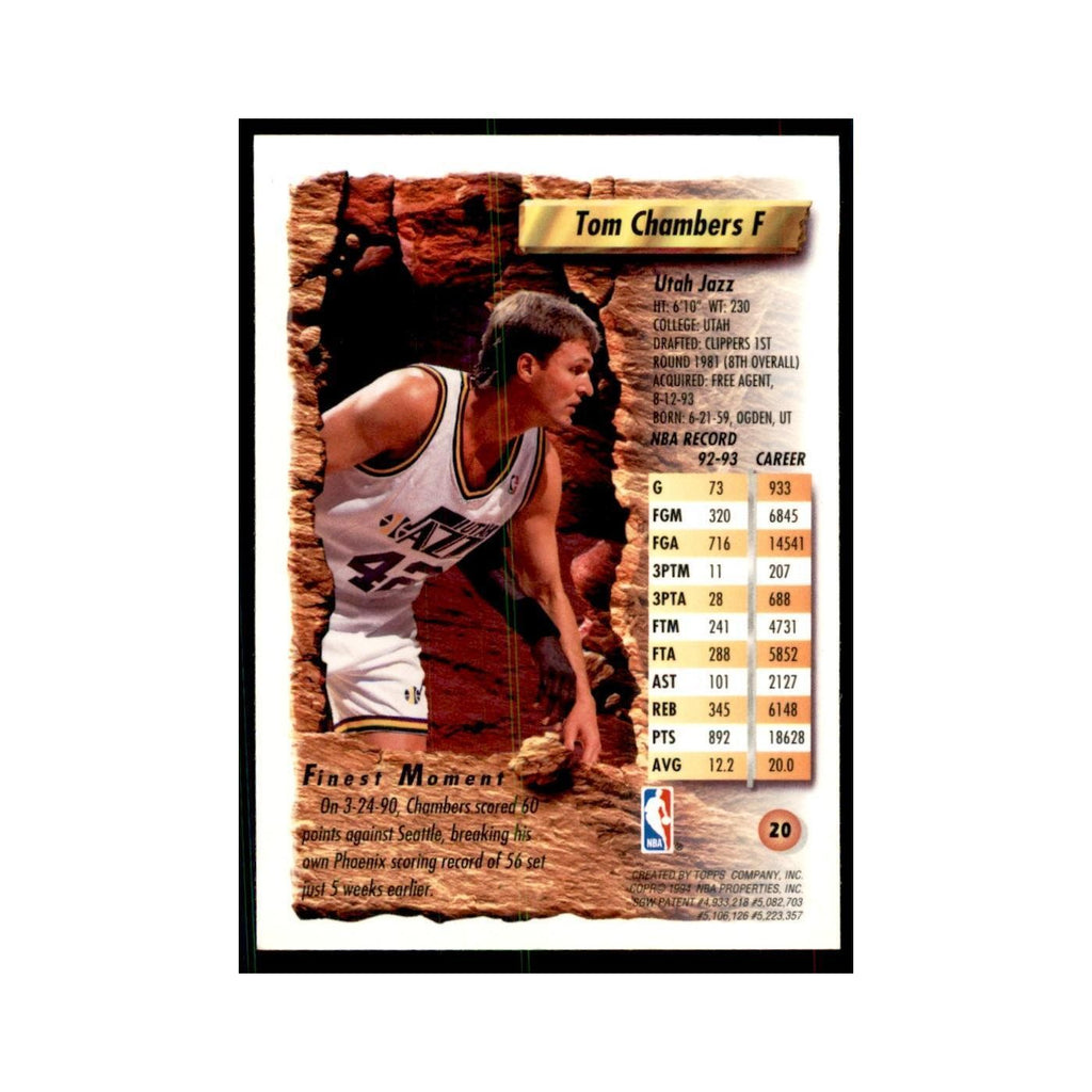 1993 Topps Finest Tom Chambers Basketball Cards #20