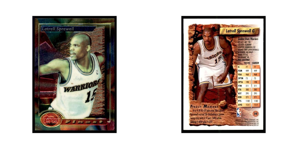 1993 Topps Finest Latrell Sprewell Basketball Cards #30