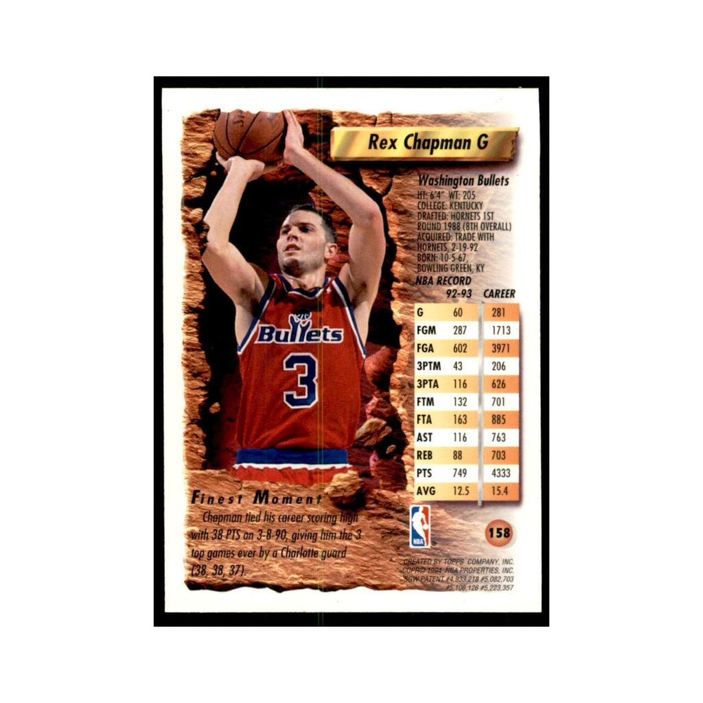 1993 Topps Finest Rex Chapman Basketball Cards #158