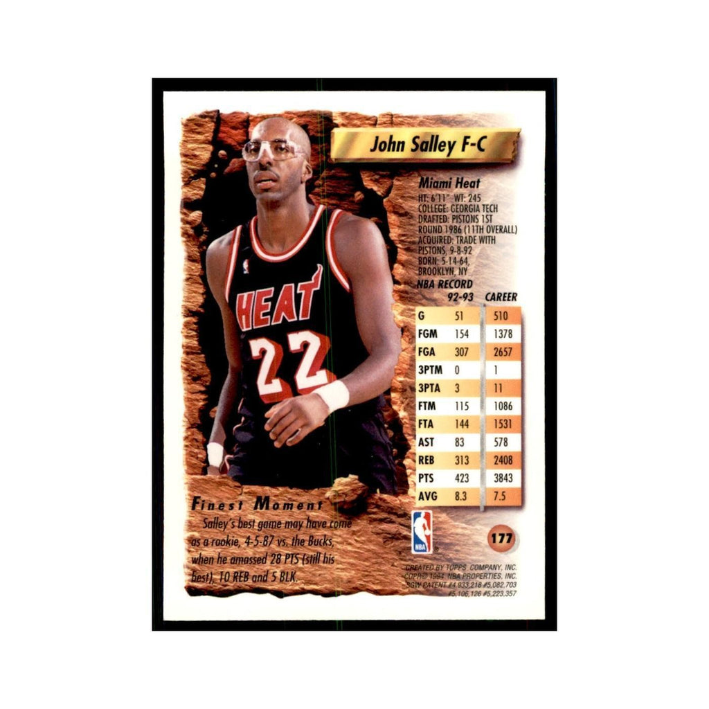 1993 Topps Finest John Salley Basketball Cards #177