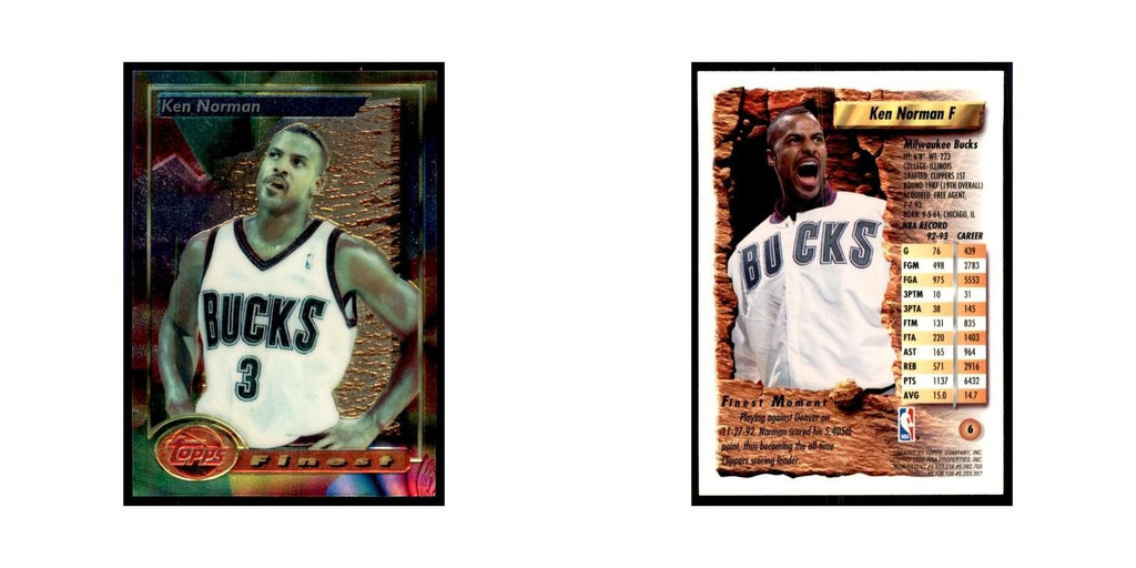 1993 Topps Finest Ken Norman Basketball Cards #6