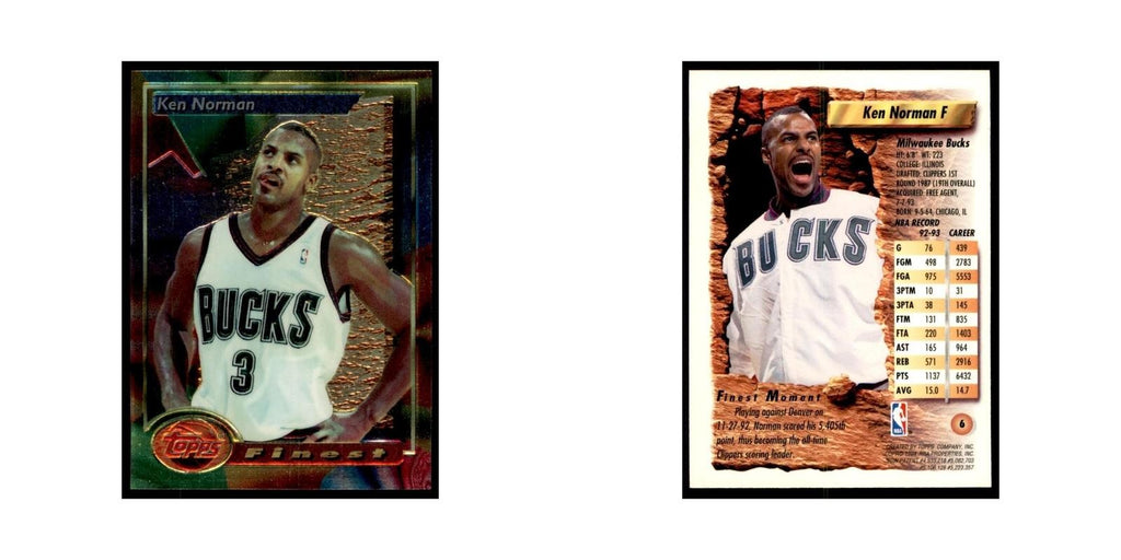 1993 Topps Finest Ken Norman Basketball Cards #6