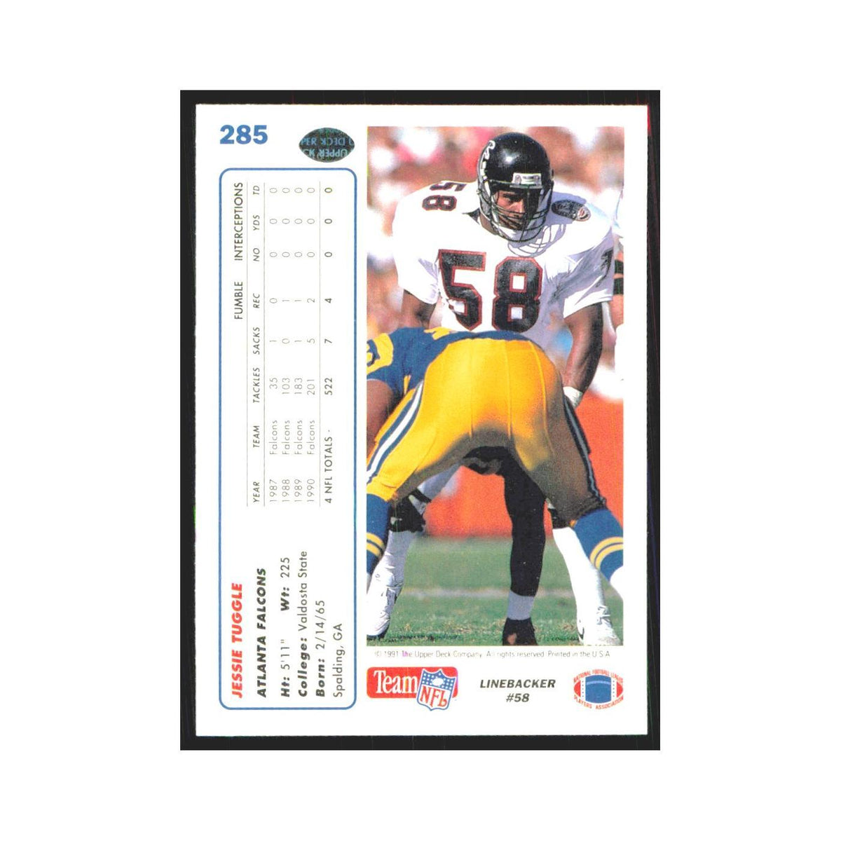 1991 Upper Deck Jessie Tuggle Falcons #285