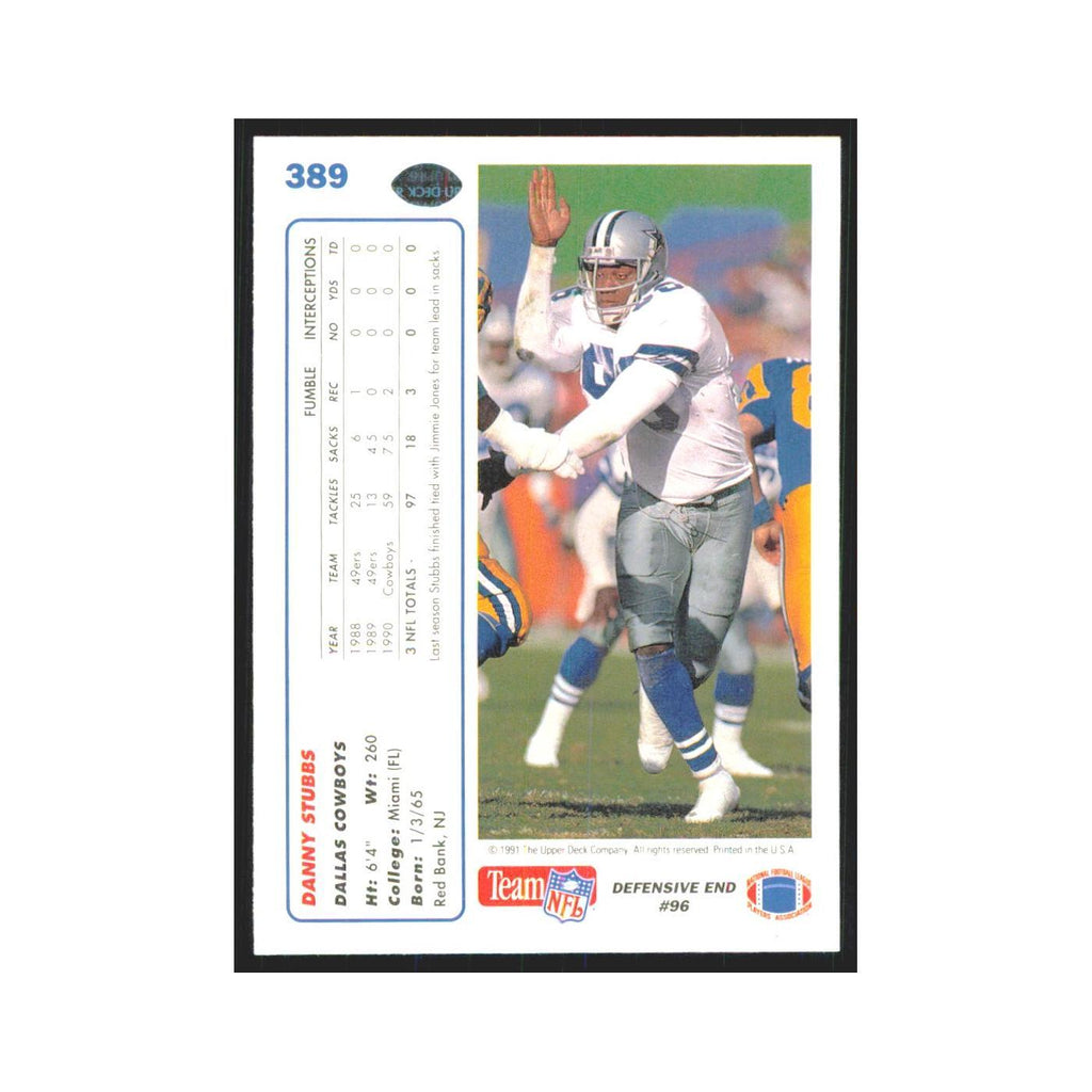 1991 Upper Deck Danny Stubbs Cowboys #389
