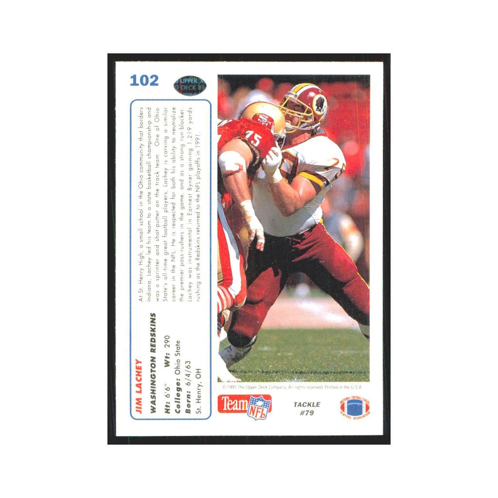 1991 Upper Deck Jim Lachey Redskins #102