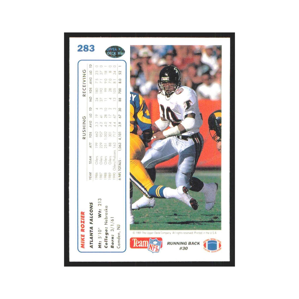 1991 Upper Deck Mike Rozier Falcons #283