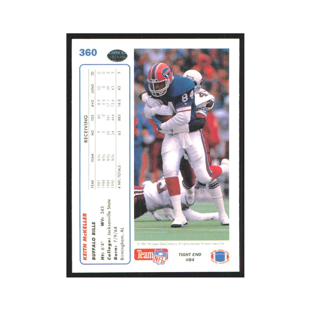 1991 Upper Deck Keith McKeller Bills #360