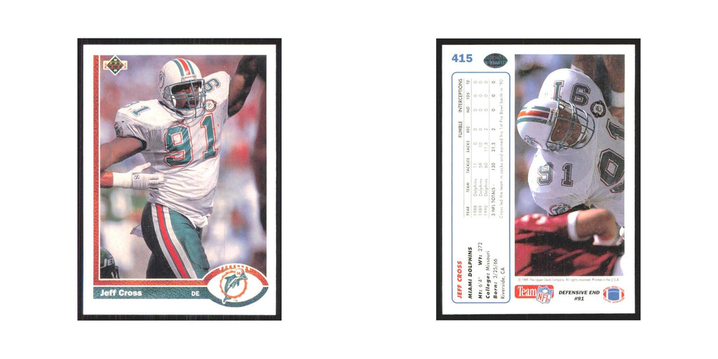 1991 Upper Deck Jeff Cross Dolphins #415