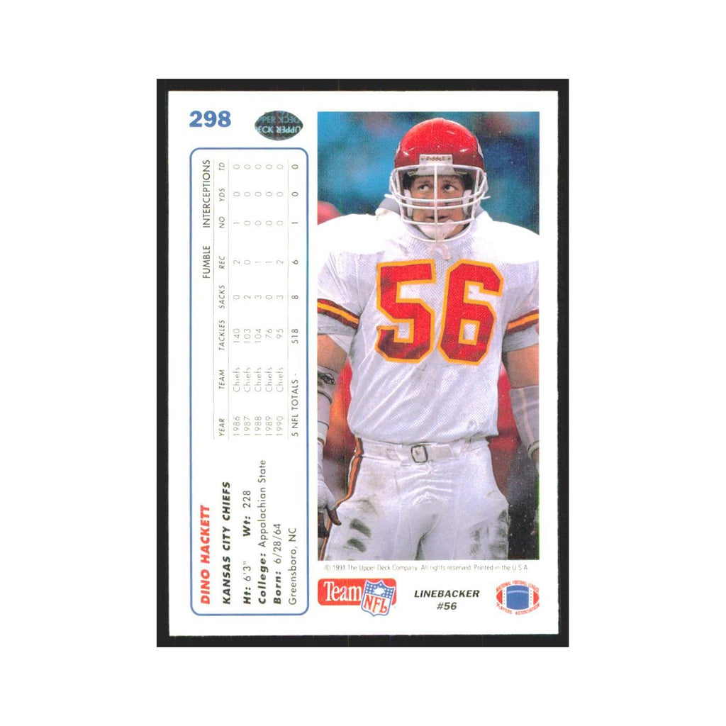 1991 Upper Deck Dino Hackett Chiefs #298