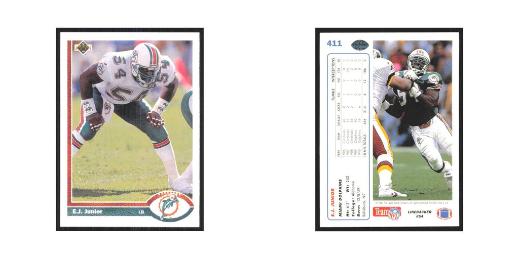1991 Upper Deck E.J. Junior Dolphins #411