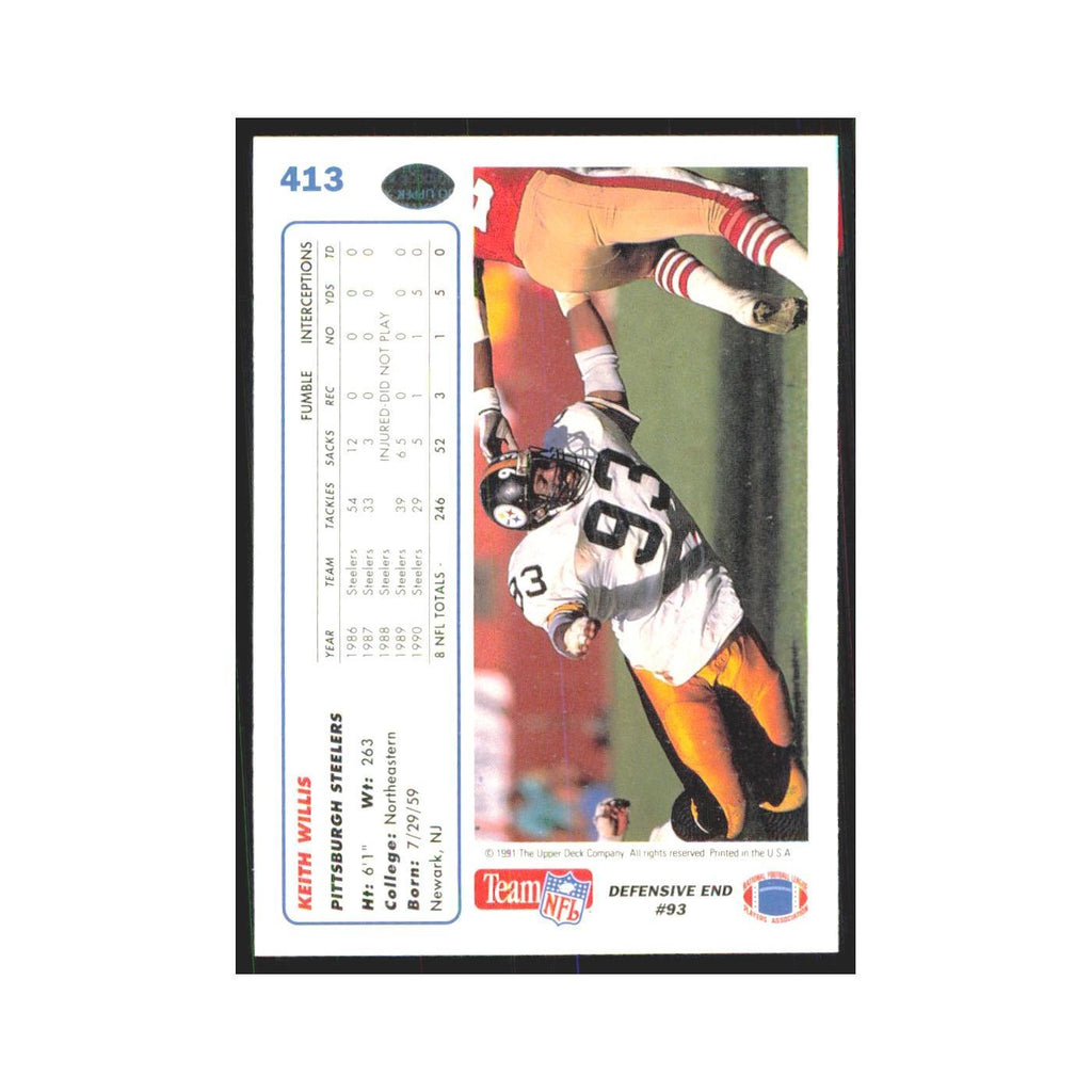 1991 Upper Deck Keith Willis Steelers #413