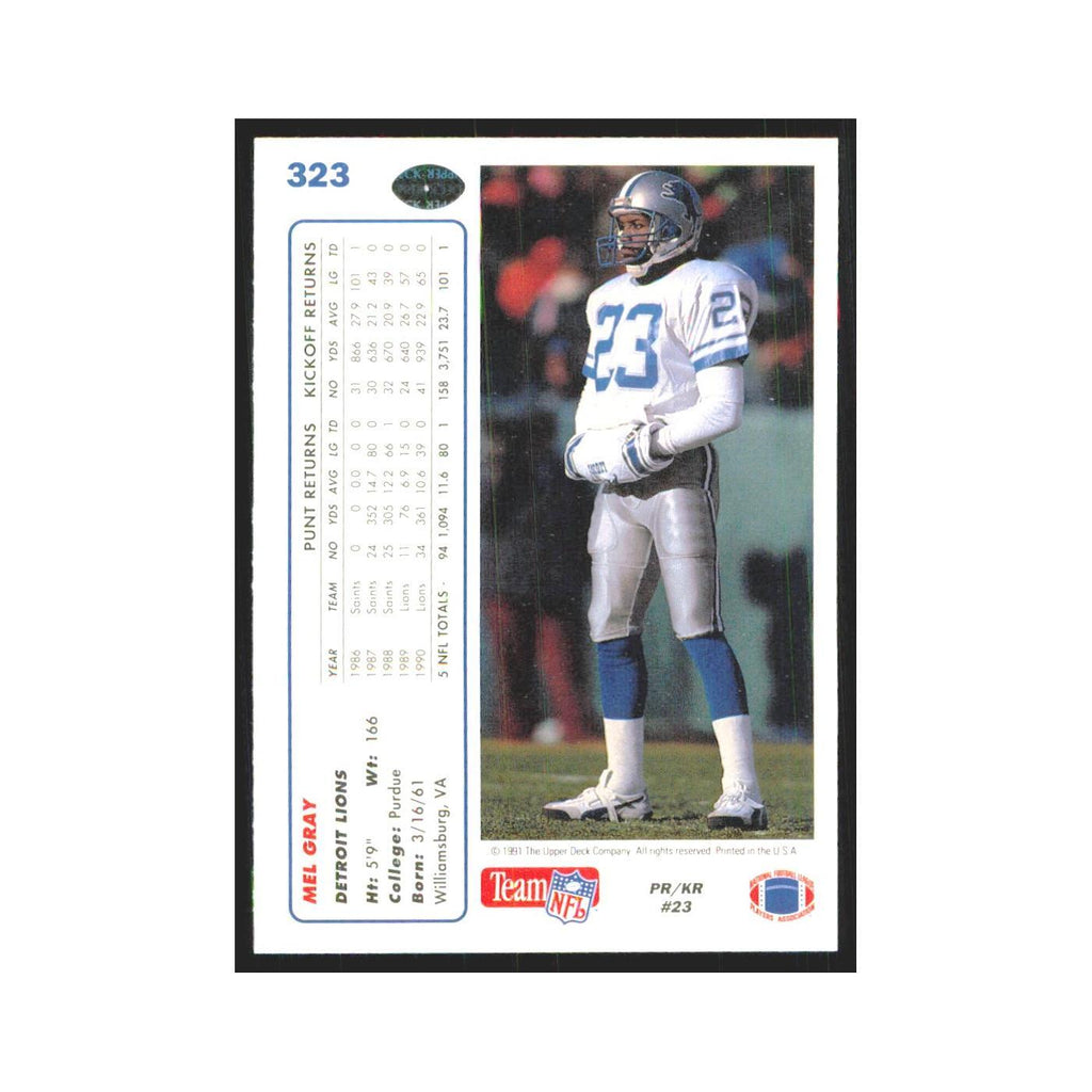 1991 Upper Deck Mel Gray Lions #323