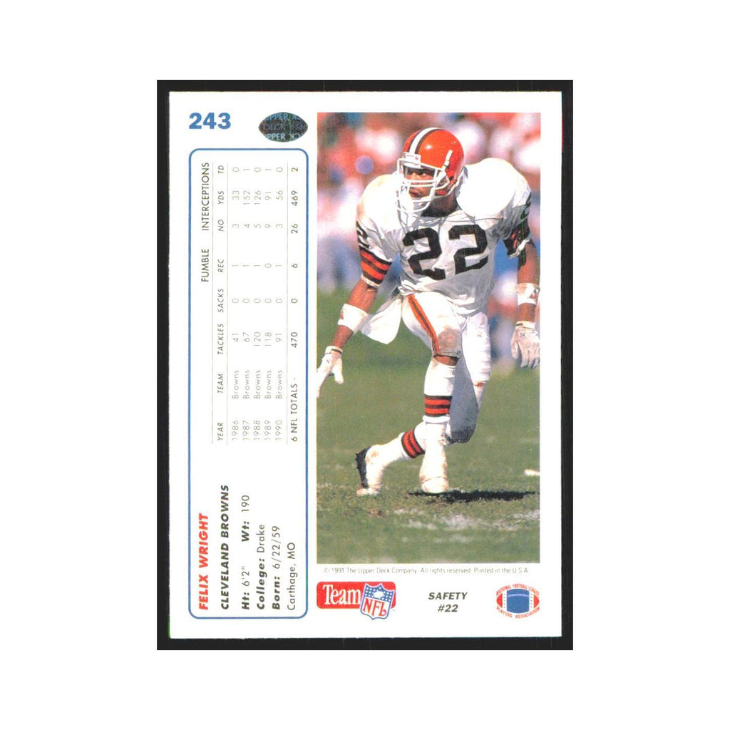 1991 Upper Deck Felix Wright Browns #243