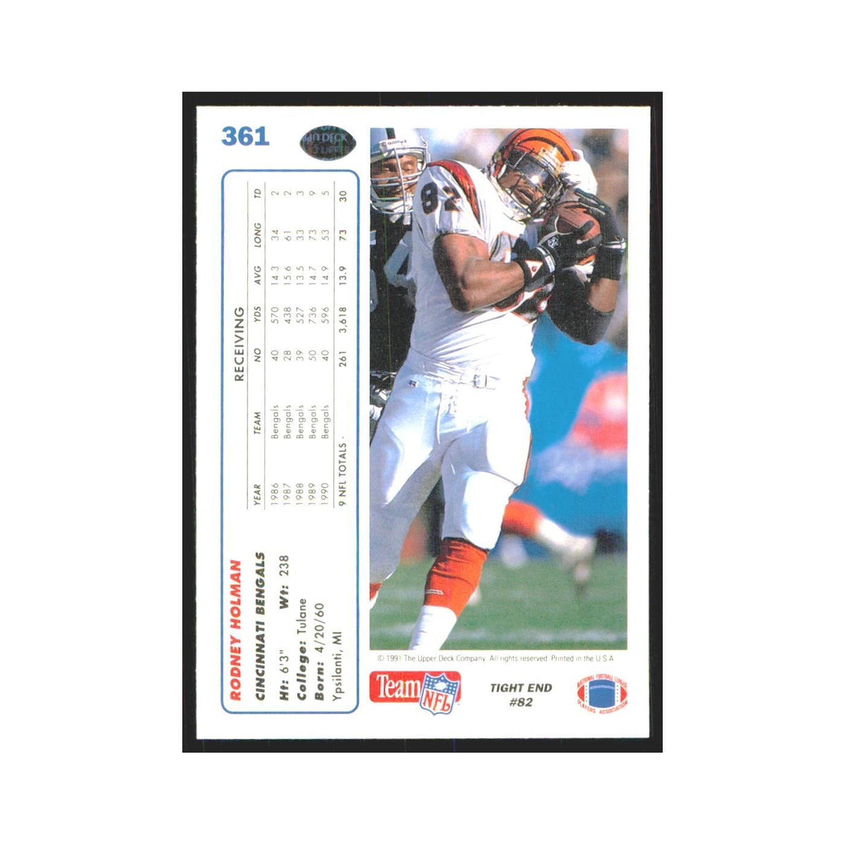 1991 Upper Deck Rodney Holman Bengals #361