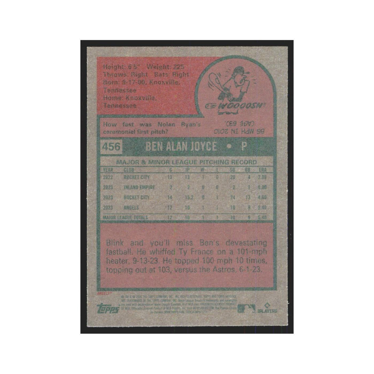 Ben Joyce 2024 Topps Heritage #456 Los Angeles Angels Baseball Card NM