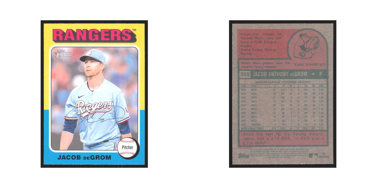 Jacob deGrom 2024 Topps Heritage #355 Texas Rangers Baseball Card NM