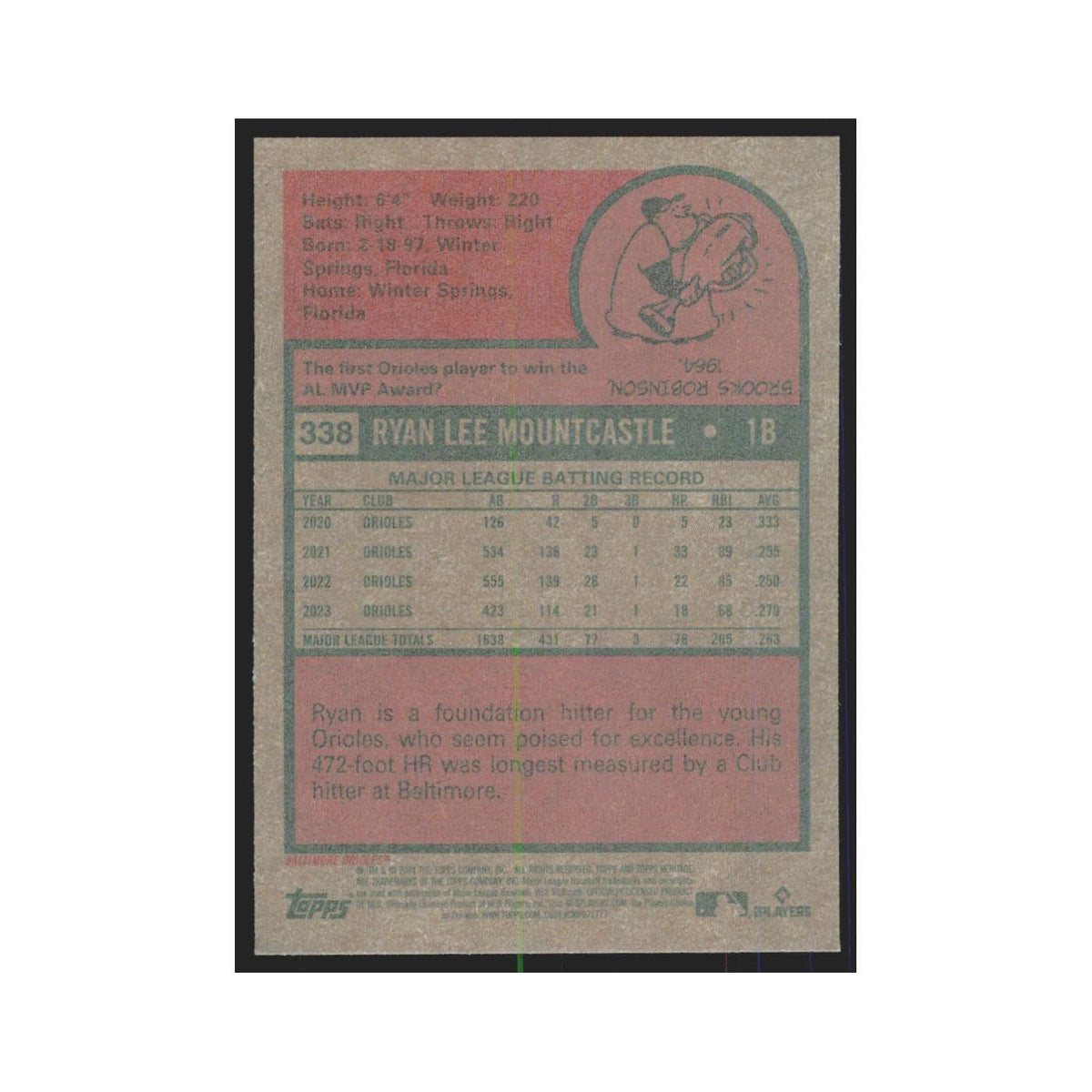 Ryan Mountcastle 2024 Topps Heritage #338 Baltimore Orioles Baseball Card NM
