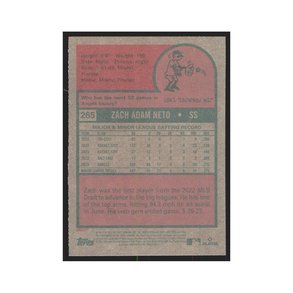 Zach Neto 2024 Topps Heritage #265 Los Angeles Angels Baseball Card NM