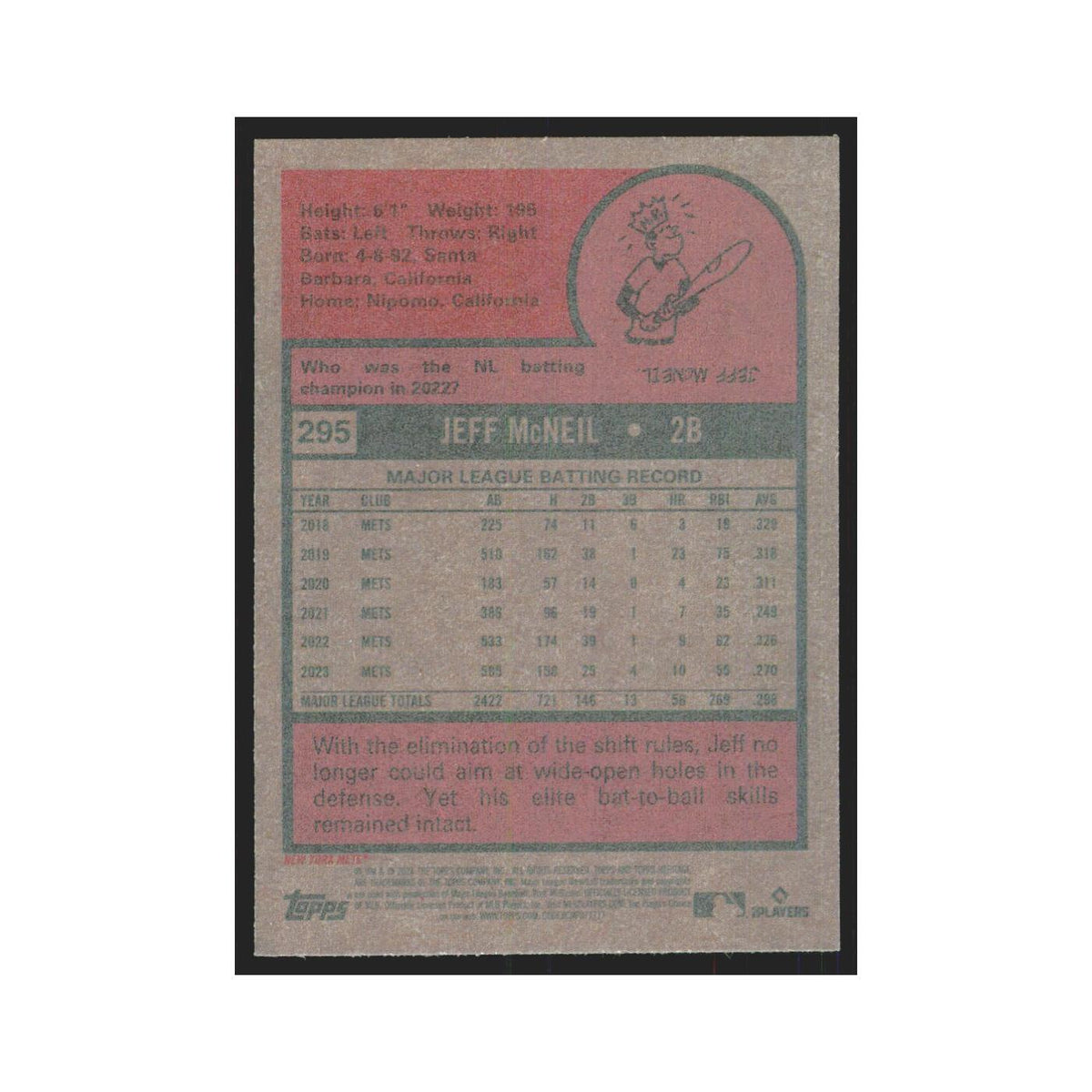 Jeff Mcneil 2024 Topps Heritage #295 New York Mets Baseball Card NM