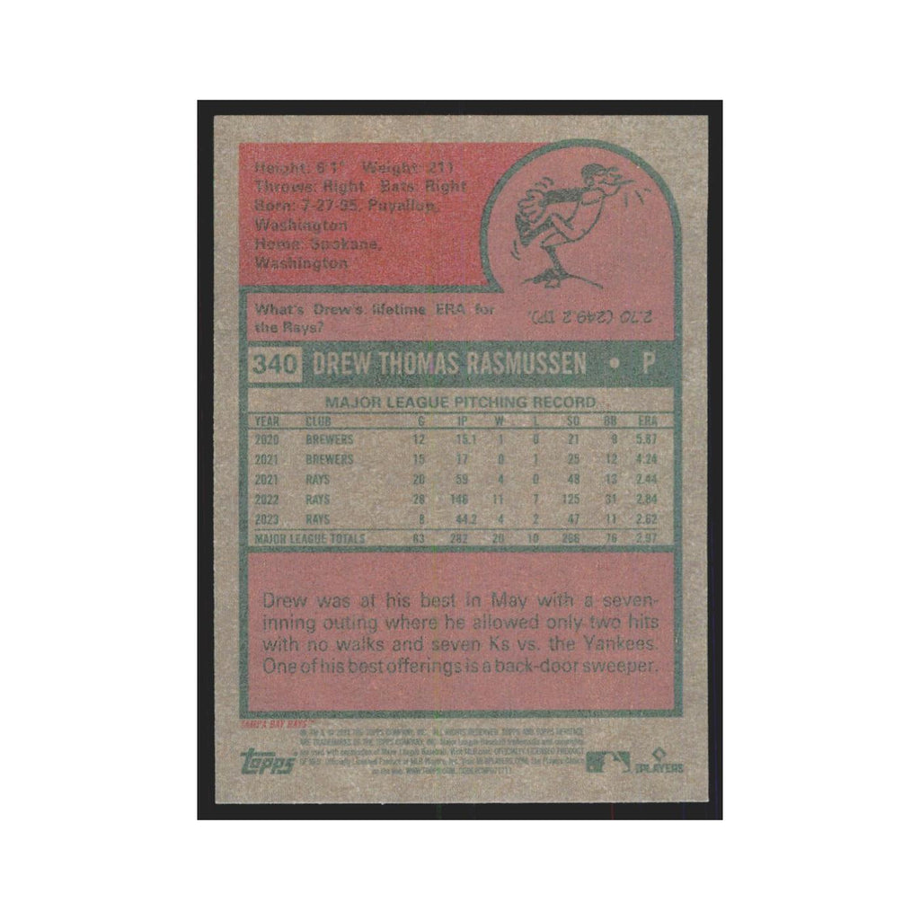 Drew Rasmussen 2024 Topps Heritage #340 Tampa Bay Rays Baseball Card NM