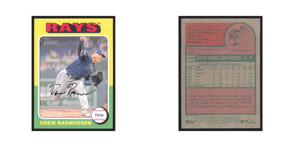 Drew Rasmussen 2024 Topps Heritage #340 Tampa Bay Rays Baseball Card NM