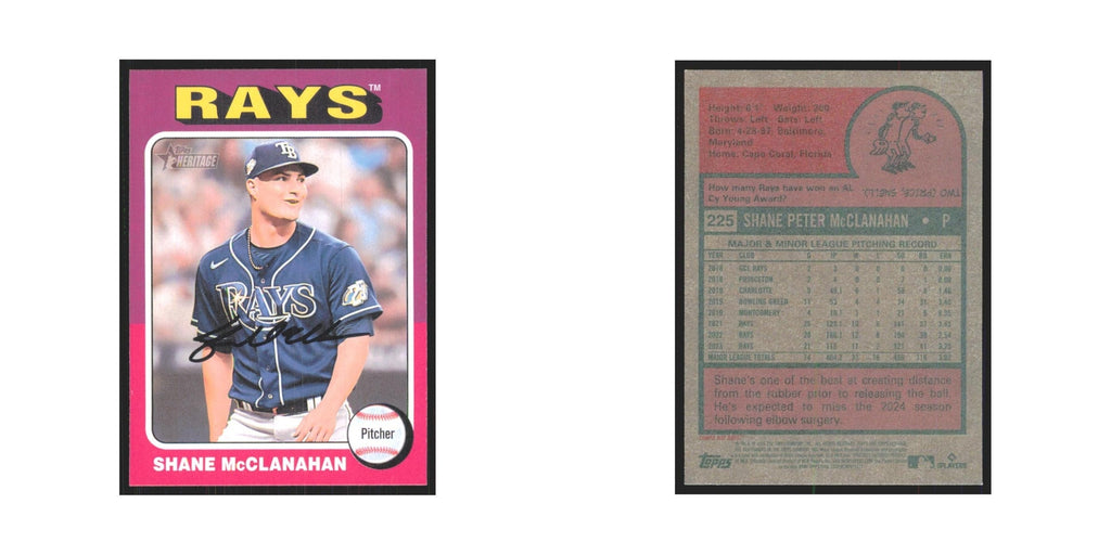 Shane McClanahan 2024 Topps Heritage #225 Tampa Bay Rays Baseball Card NM