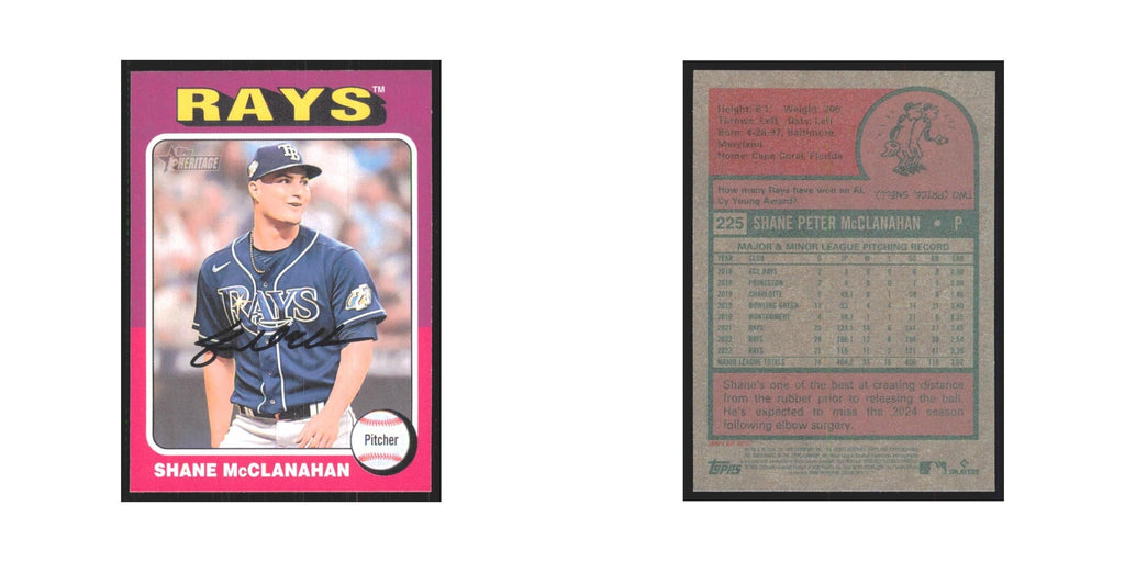 Shane McClanahan 2024 Topps Heritage #225 Tampa Bay Rays Baseball Card NM