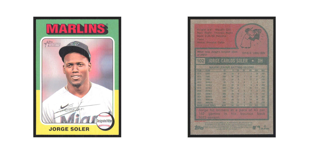 Jorge Soler 2024 Topps Heritage #102 Miami Marlins Baseball Card NM