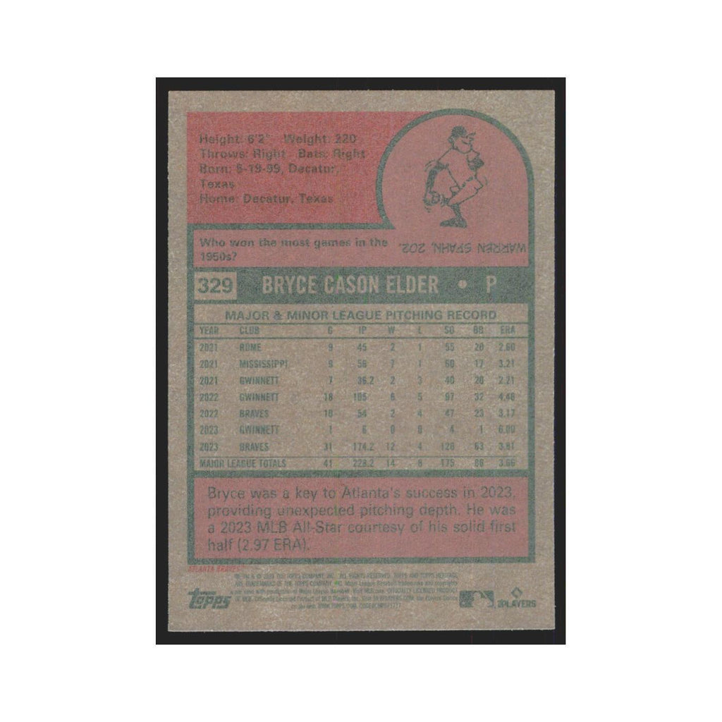Bryce Elder 2024 Topps Heritage #329 Atlanta Braves Baseball Card NM