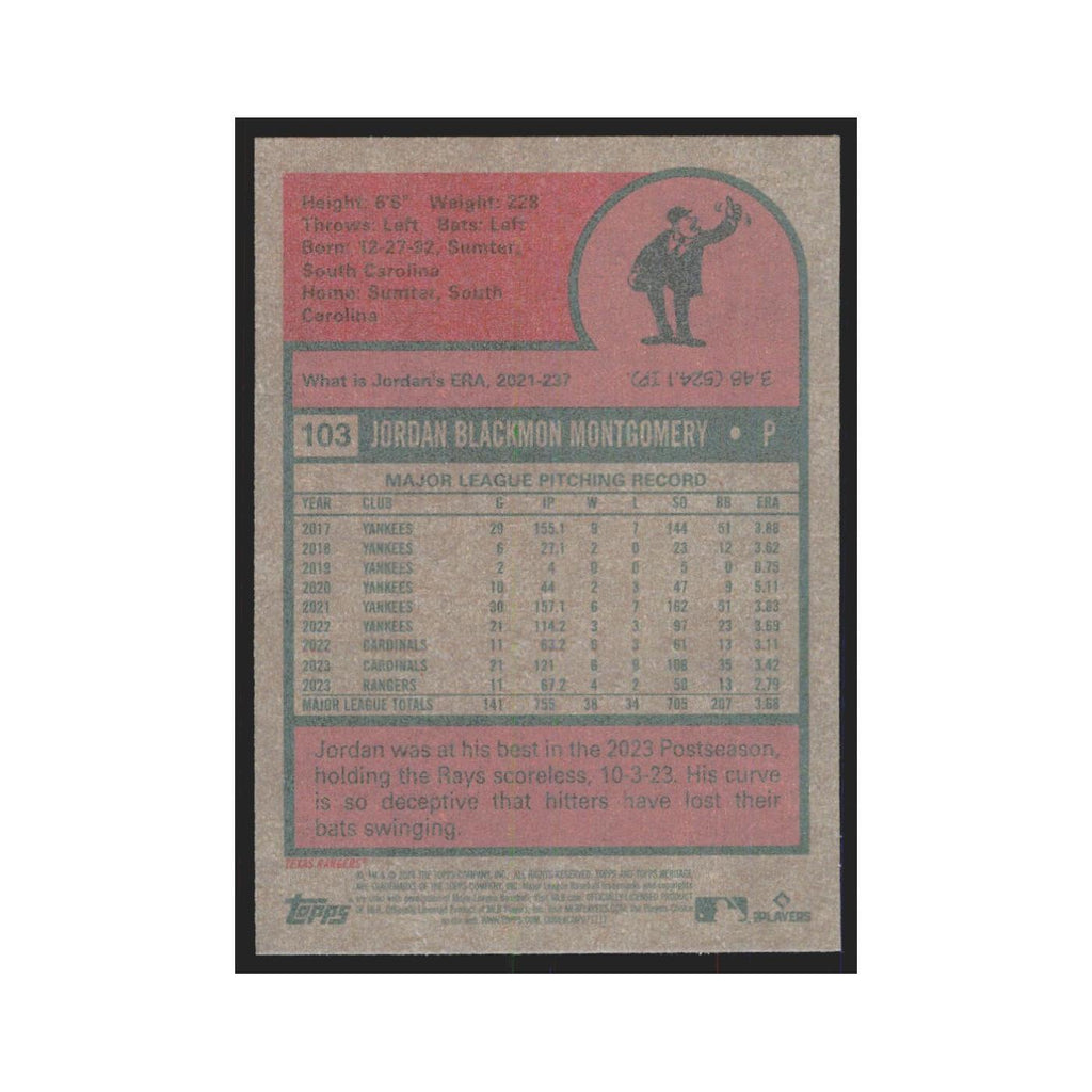 Jordan Montgomery 2024 Topps Heritage #103 Texas Rangers Baseball Card NM