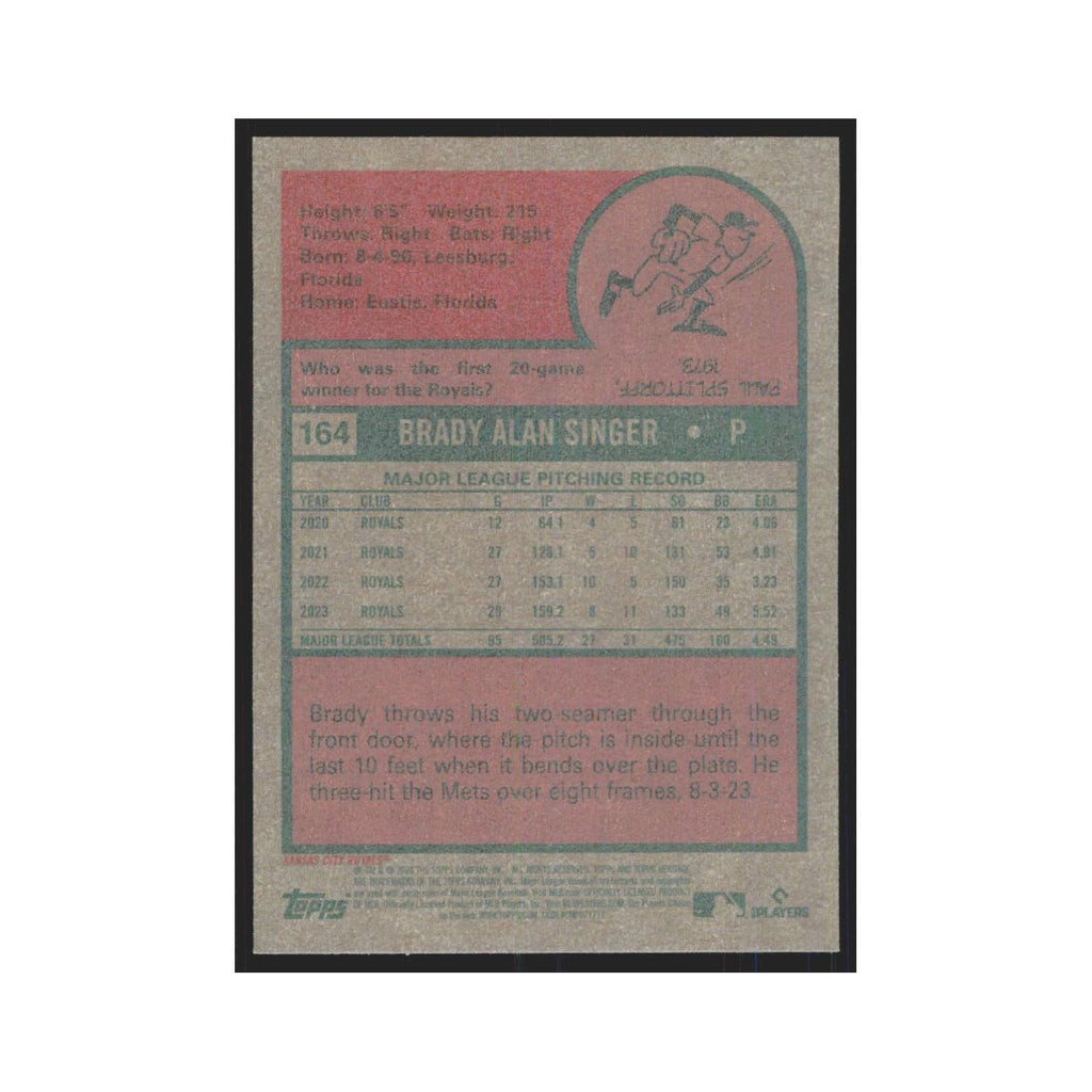 Brady Singer 2024 Topps Heritage #164 Kansas City Royals Baseball Card NM