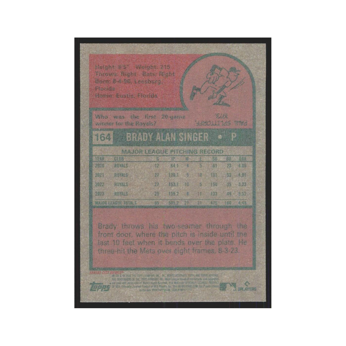 Brady Singer 2024 Topps Heritage #164 Kansas City Royals Baseball Card NM