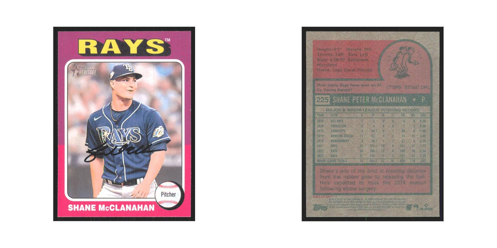 Shane McClanahan 2024 Topps Heritage #225 Tampa Bay Rays Baseball Card NM