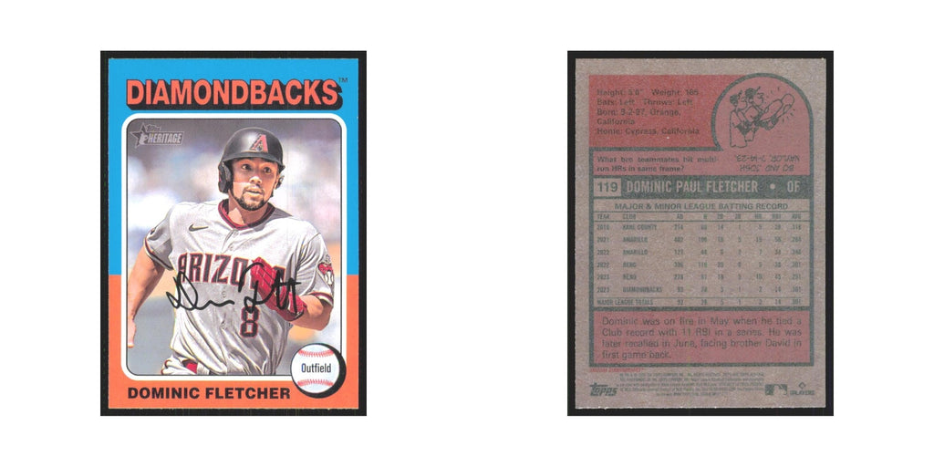Dominic Fletcher 2024 Topps Heritage #119 Arizona Diamondbacks Baseball Card NM