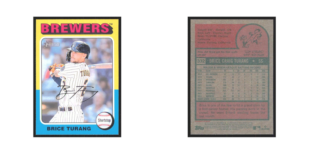 Brice Turang 2024 Topps Heritage #332 Milwaukee Brewers Baseball Card NM