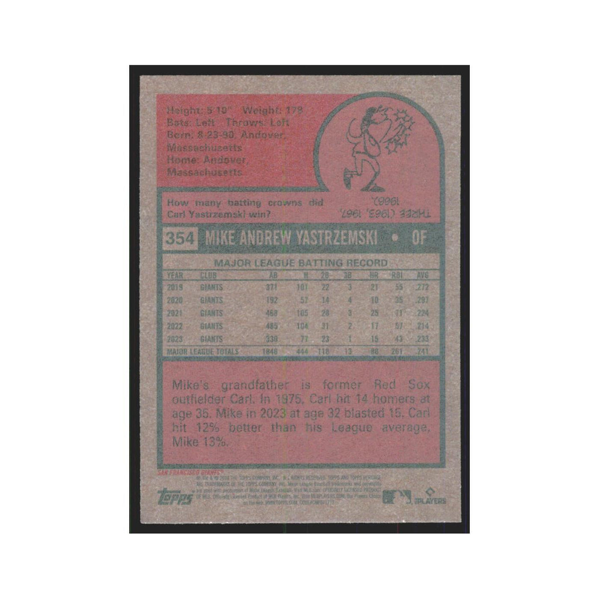 Mike Yastrzemski 2024 Topps Heritage #354 San Francisco Giants Baseball Card NM
