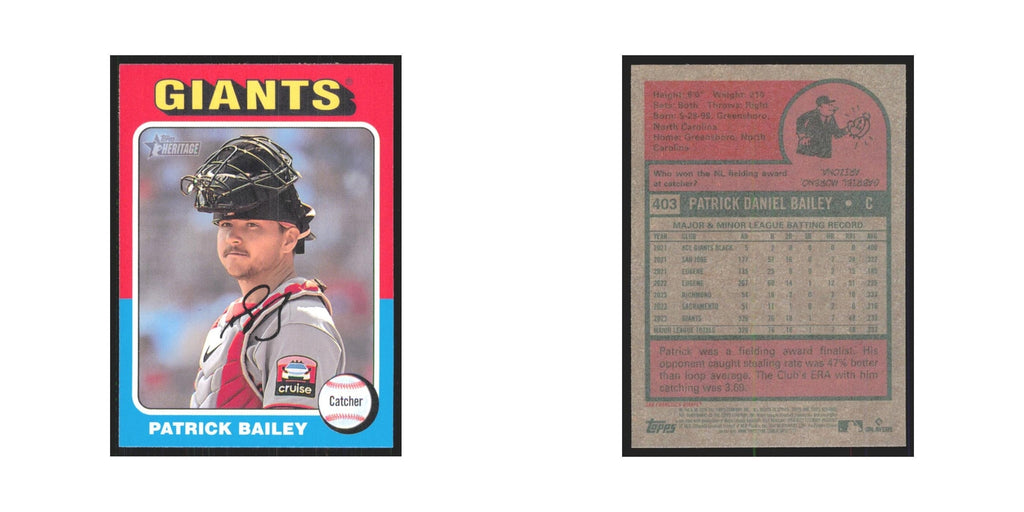 Patrick Bailey 2024 Topps Heritage #403 San Francisco Giants Baseball Card NM