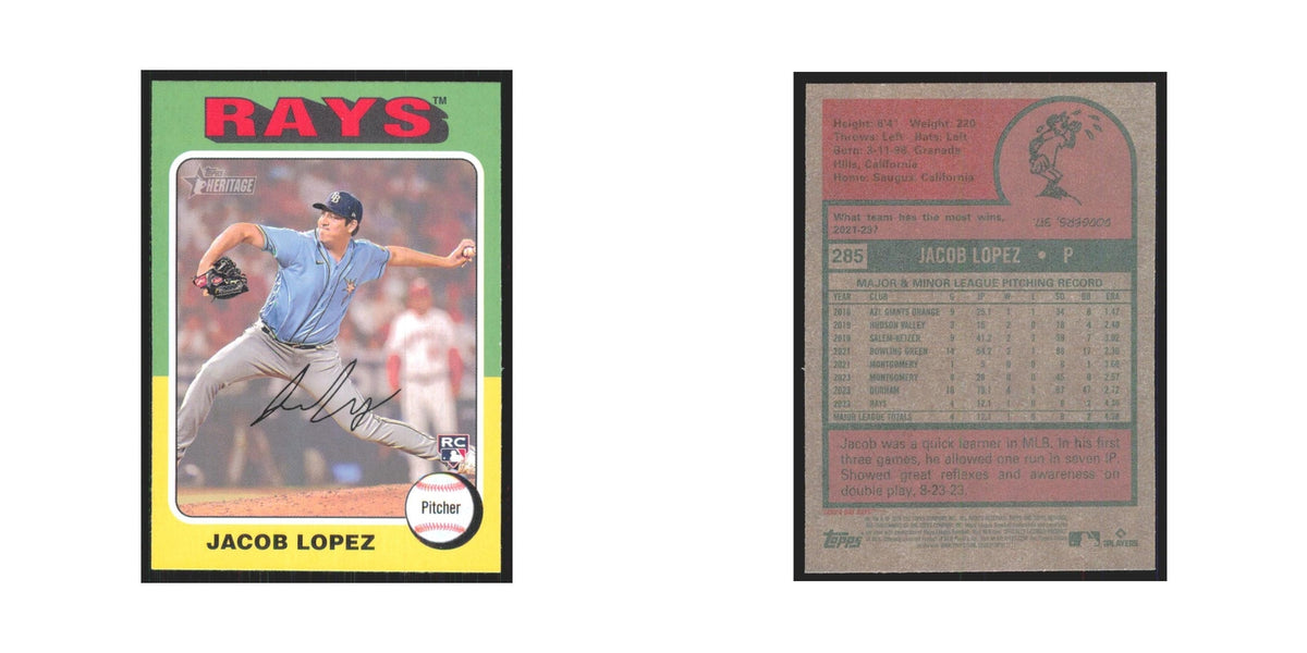 Jacob Lopez Rookie 2024 Topps Heritage #285 Tampa Bay Rays Baseball Card NM