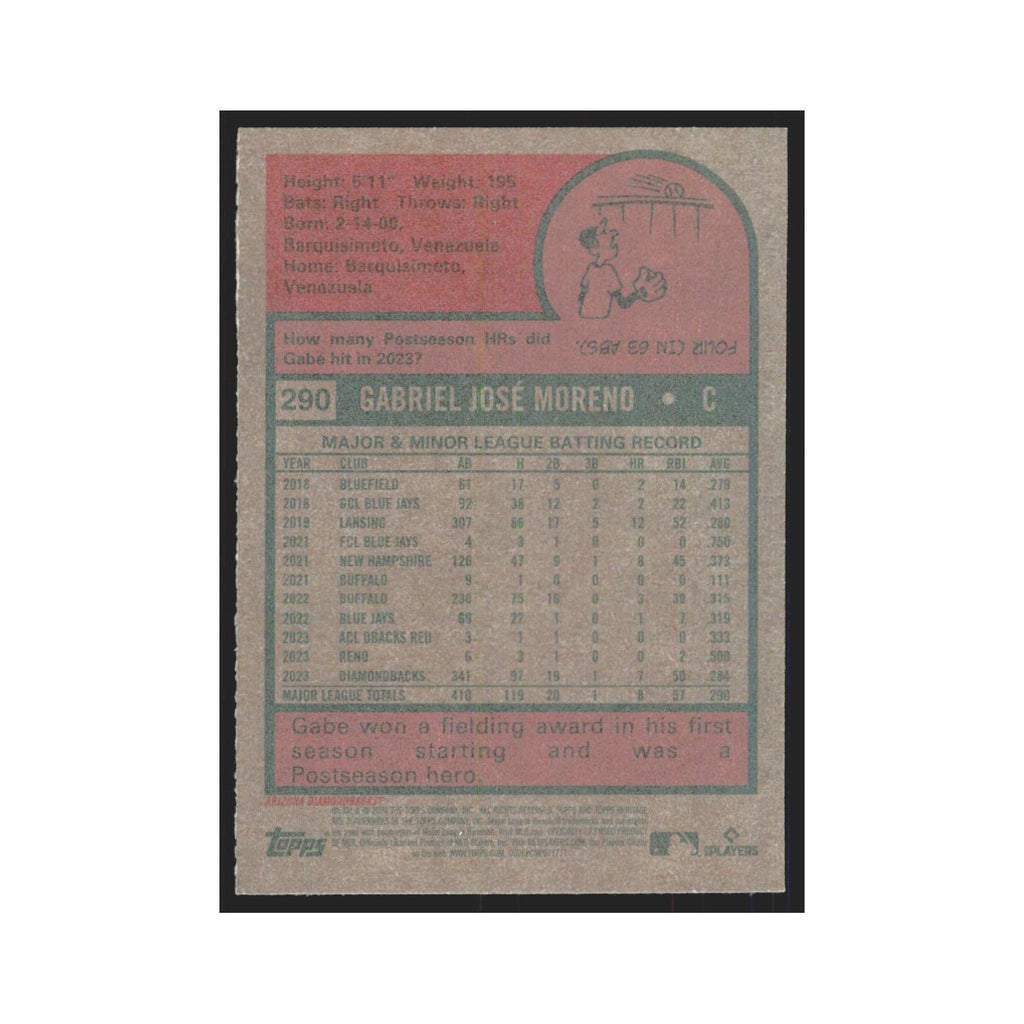 Gabriel Moreno 2024 Topps Heritage #290 Arizona Diamondbacks Baseball Card NM