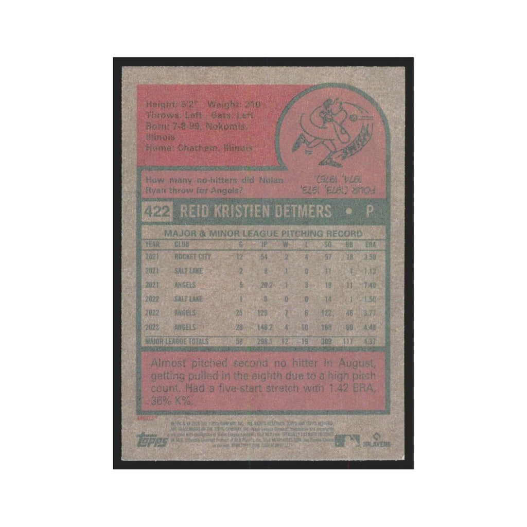 Reid Detmers 2024 Topps Heritage #422 Los Angeles Angels Baseball Card NM