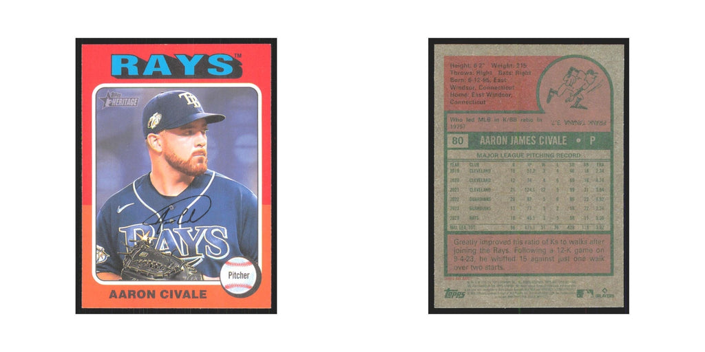 Aaron Civale 2024 Topps Heritage #80 Tampa Bay Rays Baseball Card NM