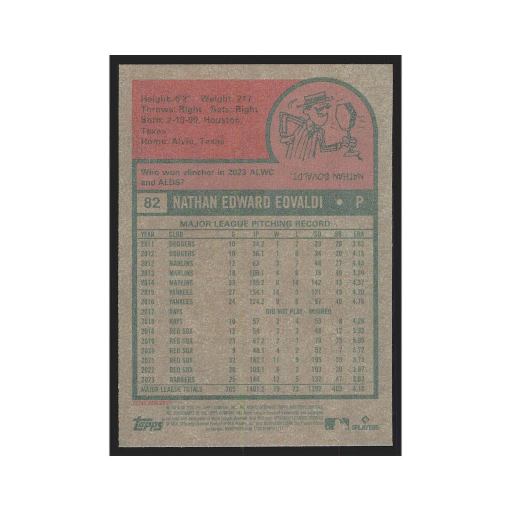 Natan Eovaldi 2024 Topps Heritage #82 Texas Rangers Baseball Card NM