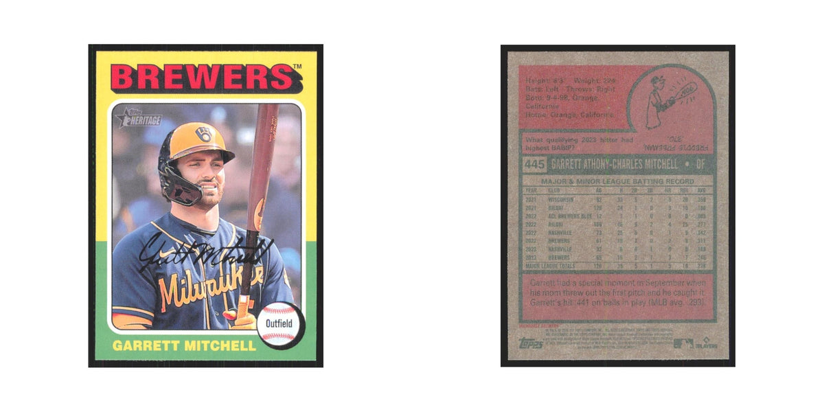 Garrett Mitchell 2024 Topps Heritage #445 Milwaukee Brewers Baseball Card NM