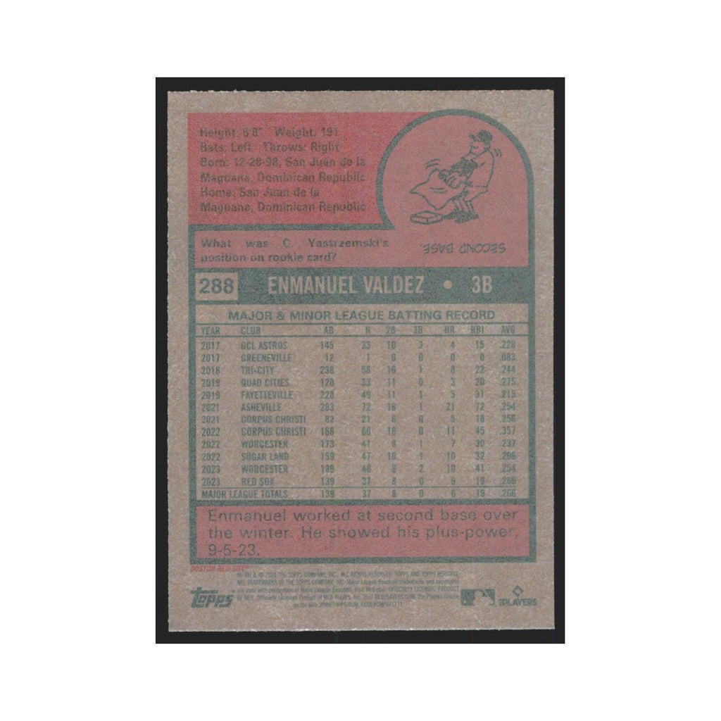 Enmanuel Valdez 2024 Topps Heritage #288 Boston Red Sox Baseball Card NM