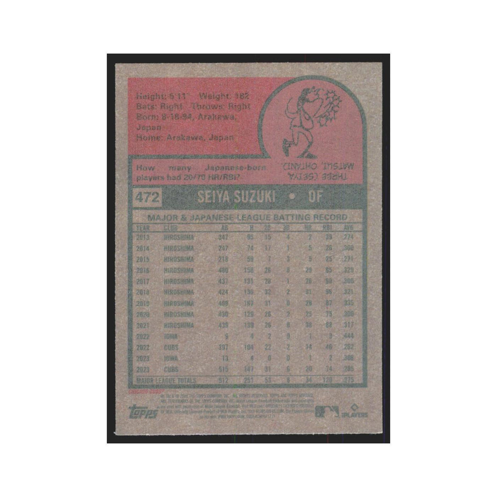 Seiya Suzuki 2024 Topps Heritage #472 Chicago Cubs Baseball Card NM