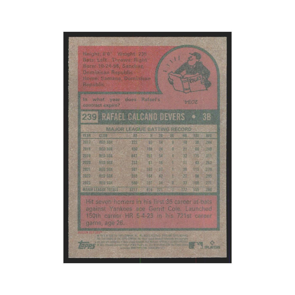 Rafael Devers 2024 Topps Heritage #239 Boston Red Sox Baseball Card NM